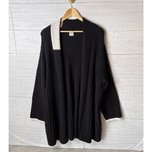 Nic + Zoe Sweater Womens Size XXL Black Onyx Cozy Up Twirl Open Front Cardigan